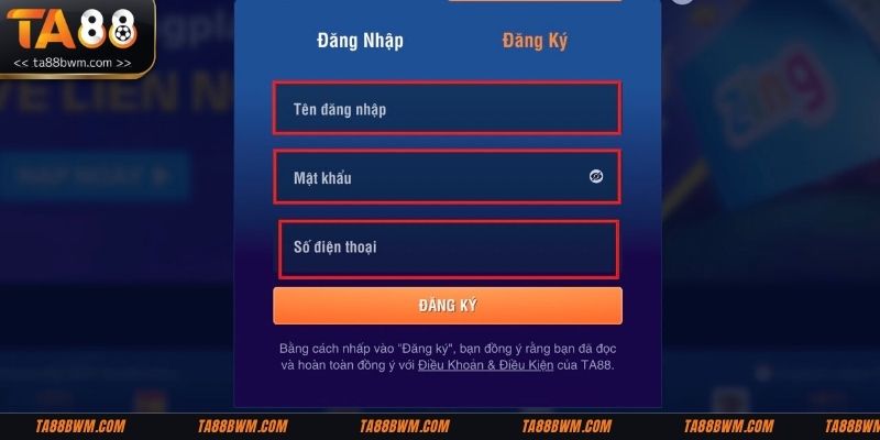 Quá trình đăng ký tại Ta88 được tối ưu với giao diện thân thiện
