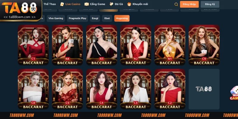 Baccara tại live casino Ta88 rất quen thuộc với cộng đồng cá cược