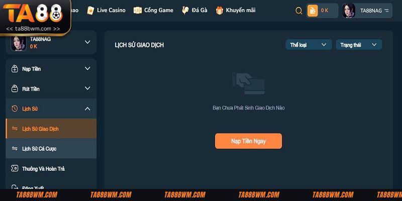 Các bước gửi tiền vào tài khoản Ta88 nhanh chóng
